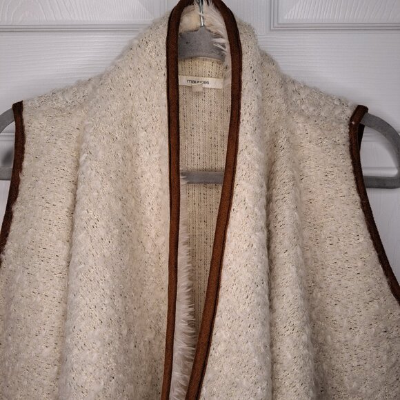 Maurices Ivory Brown Open Front Vest Wool Blend Size L/XL - Picture 3 of 7